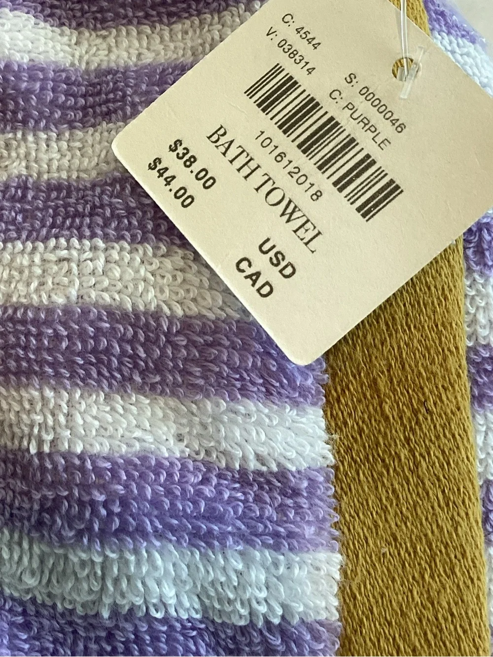 Anthropologie Christmas Bath Towel Icon White Purple Stripe Holly Berry New 54”